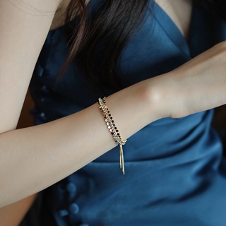 Retro design geometric diamond-studded sequins multi-layer bracelet style simple personality bracelet all-match bracelet