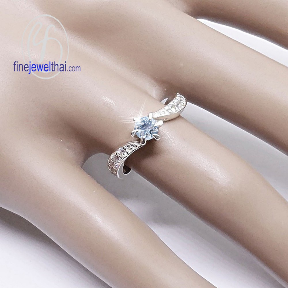 finejewelthai-แหวนอะความารีน-แหวนเงินแท้-แหวนพลอยแท้-aqamarine-silver-ring-birthstone-r1211aq-เลือกสีตัวเรือนได้