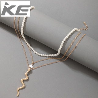 Popular jewelry temperament pearl scallop snake necklace simple multi-necklace for girls for w