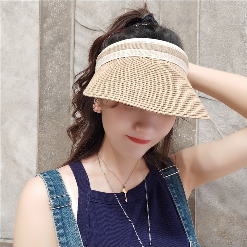 ภาพหน้าปกสินค้าหมวกสาน สไตล์เกาหลี หมวกสานครึ่งศีรษะ กันแดด ชายหาด (พร้อมส่งในไทย) จากร้าน chenqiaojia บน Shopee