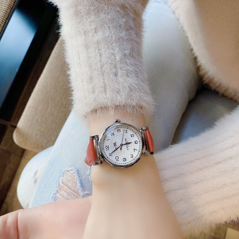 สด-ผ่อน-นาฬิกาหนังสีแดง-หน้าปัดขาว-coach-14502407-madison-women-s-watch-32-มิล