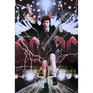 โปสเตอร์ รูปวาด วง ดนตรี เอซี/ดีซี AC/DC POSTER 24”x35” Inch Australian Hard Rock Blues Music Angus Young