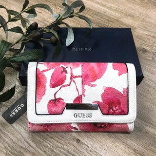 GUESS FACTORY WOMEN WALLET กระเป๋าสตางค์คอลเลคชั่นใหม่หนังสวยมีเทคเจอร์พิมพ์ลายดอกไม้