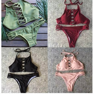 💥ถูกที่สุด💥 Bikini ชุดว่ายน้ำ ทูพีช T042 ชุดทูพีท มี4สี บิกินี่ ทุพีซ ชุดว่ายน้ำสีพื้น ผ้าดี สีสวย เซ็กซี่ มีซับใน