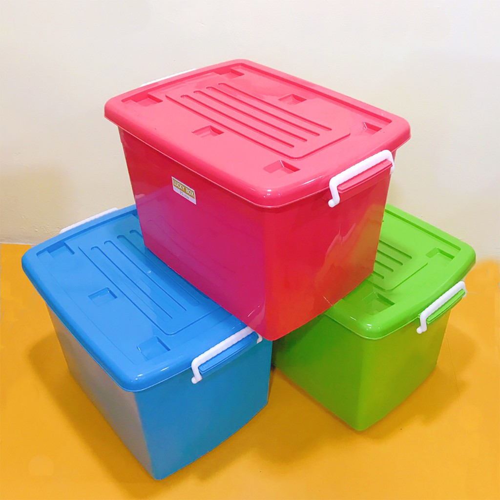 แพ็ค-5-ใบ-luckyware-กล่องพลาสติก-รุ่น-2175สีหวาน-ขนาด-75-ลิตร-สีพาสเทล-มีล้อ