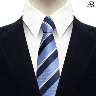 ANGELINO RUFOLO Necktie(NTS-ทาง040) เนคไทผ้าไหมทออิตาลี่คุณภาพเยี่ยม ดีไซน์ Double Stripe สีกรมท่า-ฟ้า/สีเทา/สีชมพู