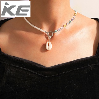 Jewelry Simple Asymmetric Pearl Color Flower Shell Pendant Single Necklace for girls for women