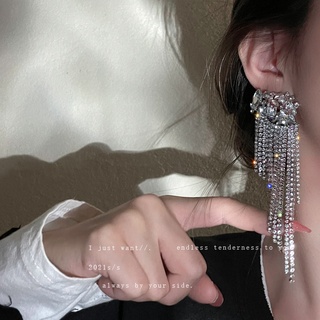 925 silver needle diamond flower tassel earrings all-match earrings personality earrings for girls for women low price