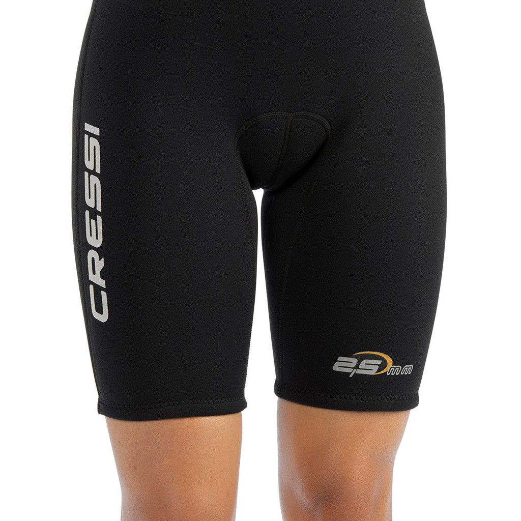 ชุดดำน้ำ-เว็ทสูท-กางเกงขาสั้น-สำหรับผู้หญิง-อุปกรณ์ดำน้ำ-cressi-med-x-lady-shorty-wetsuit-black-orange-2-5mm
