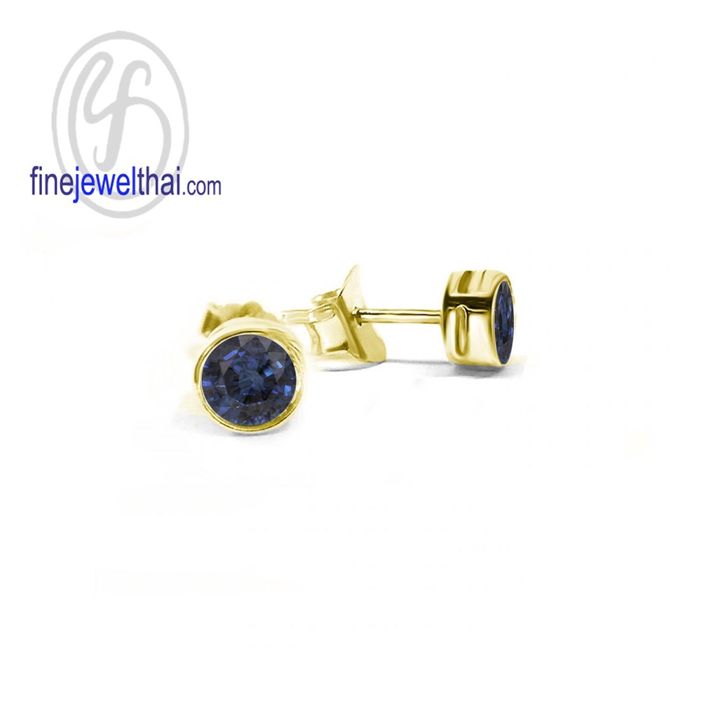 finejewelthai-ต่างหูทับทิม-ต่างหูไพลิน-พลอยแท้-พลอยประจำเดือนเกิด-ruby-blue-sapphire-birthstone-silver-earring-e1085gem