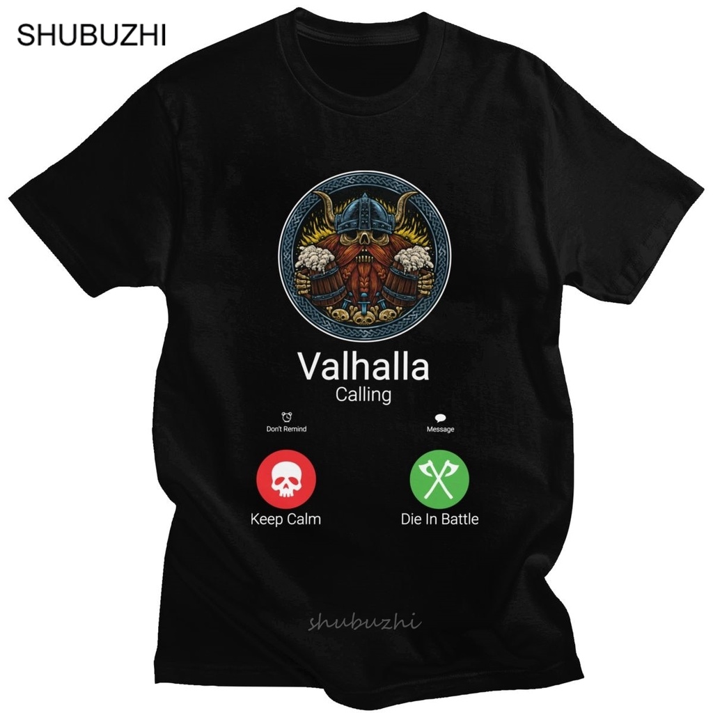 เสื้อสีขาว-ตลก-valhalla-จะเรียก-tshirt-ผู้ชายผ้าฝ้ายเสื้อยืดหล่อ-o-คอแขนสั้นไวกิ้งโอดินทีท็อปส์สล