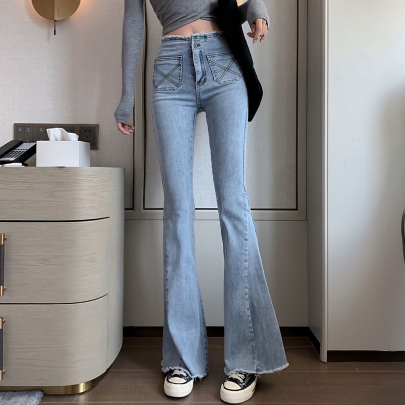 hot-sale-big-flad-denim-trousers-womens-high-waist-slimming-moodบุคลิกภาพฮ่องกงสไตล์ย้อนยุคกางเกง