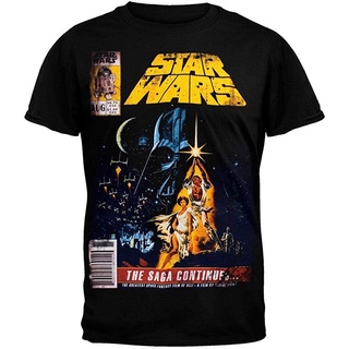 【🔥🔥】100%cotton เสื้อยืดผู้ชาย Star Wars Mens Saga Continues Comic Book Cover T-Shirt men เสื้อ ยืด ผู้ชาย คอกลม โอเวอ