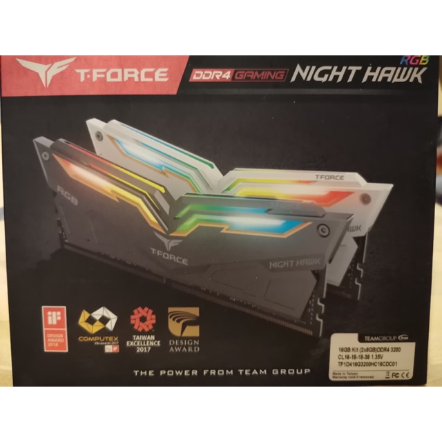 DDR4 3200 16GB 8GBX2 Team Night Hawk RGB Black 1