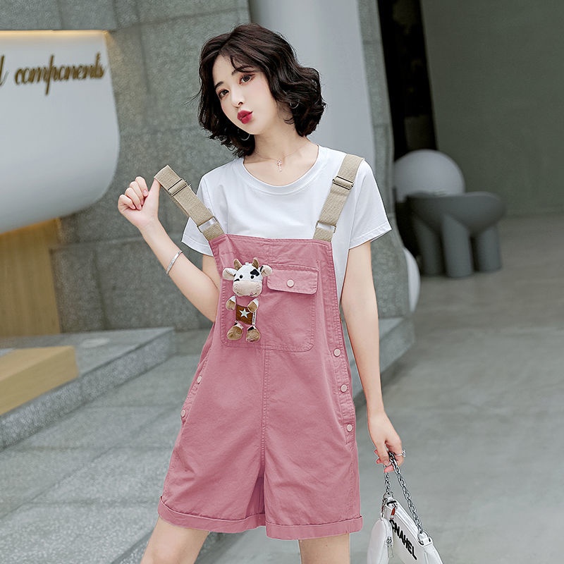 เอี๊ยมยีนส์กงเกงยีนส์ขาสั้นผู้หญิงเสื้อผ้าแฟชั่น-021-ใหม่ย้อนยุคฮ่องกงรสน่ารักกางเกงเอี๊ยมญี่ปุ่น