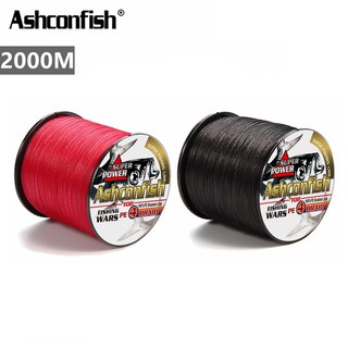 Ashconfish สายเอ็นตกปลา แบบถัก PE X4 2000 ม. สีดํา แดง 4 เส้น