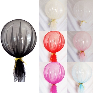 1pc 36inch Tulle Yarn Mesh Latex Balloon with Ribbon Romantic Wedding Decoration Balloons Anniversary Birthday Party Decorations Supplies Baloons