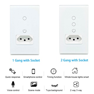 Wifi Smart Tuya Brazil Parallel Light Switch Wall Socket Brazilian Plug ...