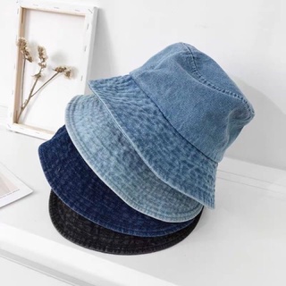 🍋 พร้อมส่ง 4 สี หมวก หมวกบักเก็ตยีนสไตล์เกาหลี 🍋
