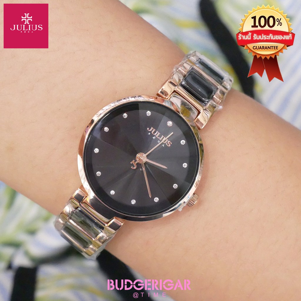 julius-นาฬิกาแบรนด์เกาหลีของแท้-100-สายสแตนเลส-รุ่น-ja1209-สายเซรามิกดำ-black-by-budgerigar-time