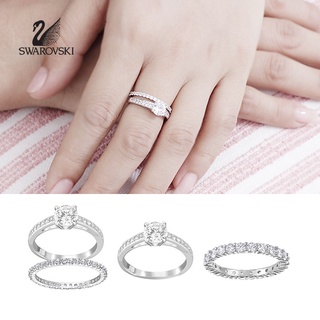 【SALE】🔥พร้อมส่ง🔥Swarovskiแท้ Attract simple love promise ring แหวนคู่หญิงคู่ของขวัญสาววางซ้อนกันได้