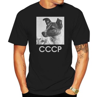 เสื้อยืดผ้าฝ้ายพิมพ์ลาย ใหม่ เสื้อยืดลําลอง แขนสั้น พิมพ์ลายสุนัขอวกาศ สหภาพโซเวียต Laika Dog Laika Russian สําหรับผู้ชา