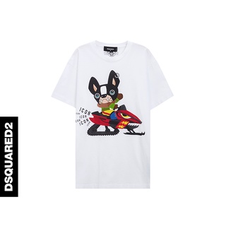 [S-5XL] Dsquared2/d Quadratic เสื้อยืดแขนสั้น ผ้าฝ้าย พิมพ์ลายการ์ตูน แฟชั่นฤดูใบไม้ร่วง และฤดูหนาว สําหรับผู้ชาย