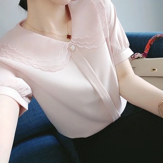 [Fashion Recommendation] เสื้อเชิ้ตแขนสั้น ผ้าชีฟอง คอตุ๊กตา สไตล์เกาหลี ตะวันตก แฟชั่นฤดูร้อน สําหรับผู้หญิง 2022