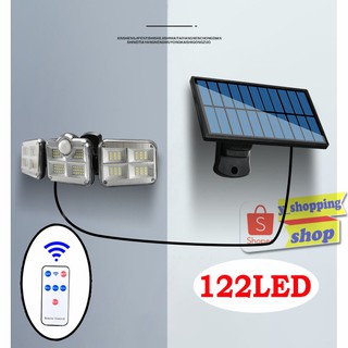 ภาพหน้าปกสินค้า122 LED+Remote Control  solar light 270° เหมาะสำหรับ ติดหน้าบ้าน ลานจอดรถ ที่เกี่ยวข้อง