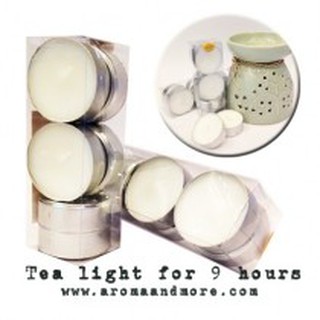Aroma&amp;More -Tea light Candle 9Hrs เทียนสำหรับเตาอโรมา อุ่นอาหาร 6 ชิ้นในกล่อง จากธรรมชาติ ไม่มีกลิ่น ติดนาน 9 ชม.