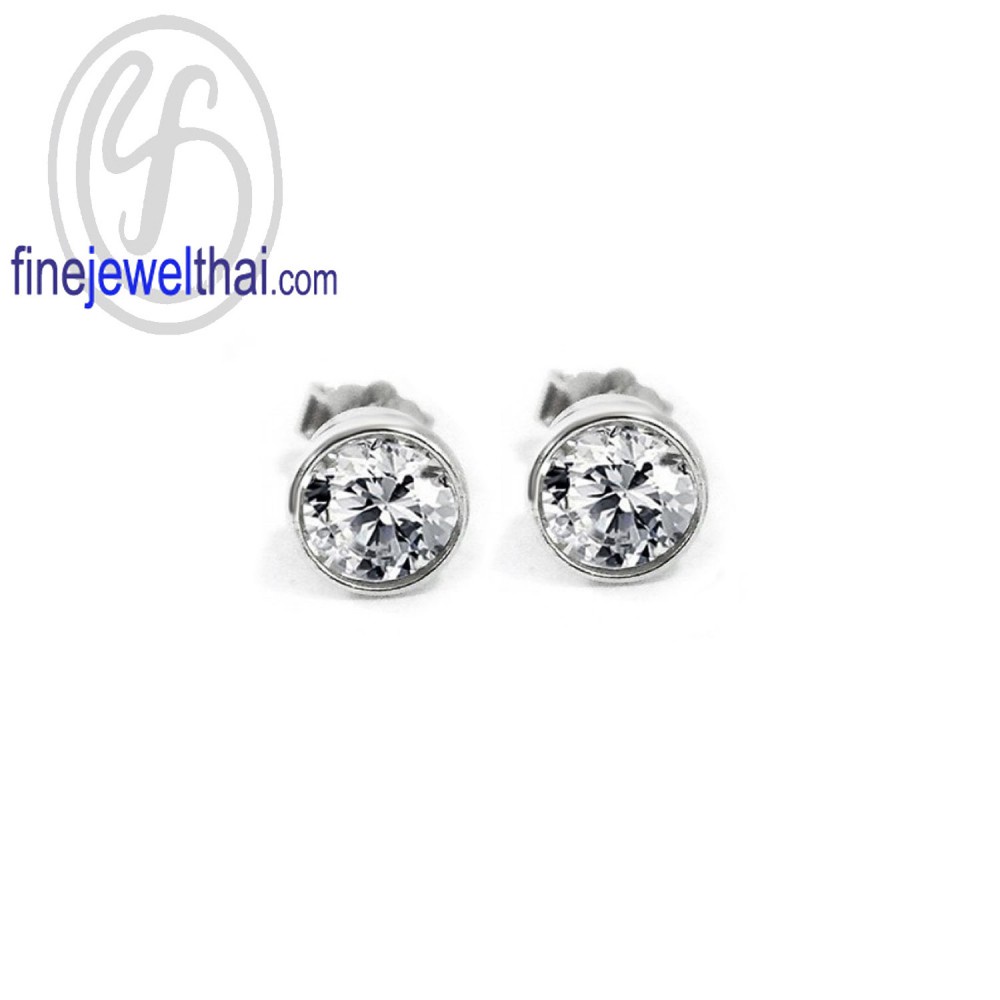 ต่างหูเพชร-ฐานต่างหูเพชร-เพชรสังเคราะห์-เงินแท้925-diamond-cz-silver-earring-jacket-finejewelthai-e1091jk-e1084cz