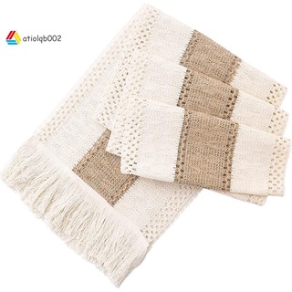 Farmhouse Boho Table Runner, Stitching Edge Handmade Crochet Bohemian Style, Suitable for Dining Table Decoration 180cm