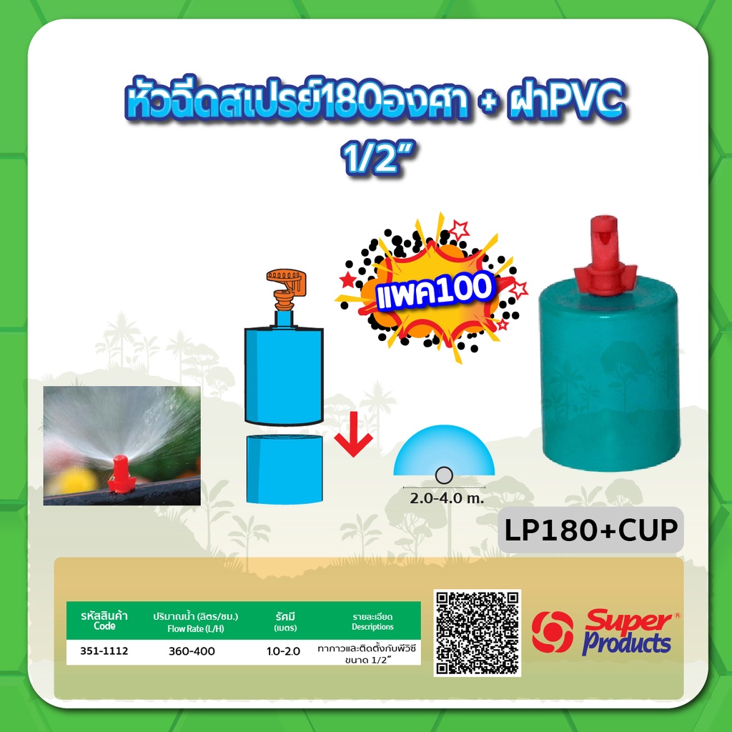 หัวฉีดสเปรย์-หัวฉีดสเปรย์พร้อมฝา-pvc-1-2-ขนาด-180-องศา-หัวฉีดสเปรย์-ขนาด-360-องศา-แพค-100-ชิ้น