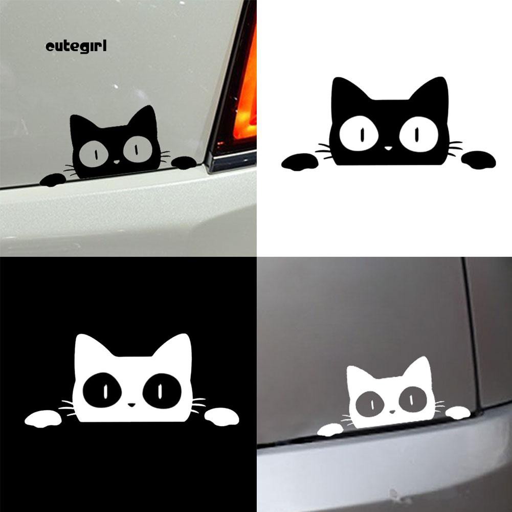 ราคาและรีวิวCUTE_Reflective Peeking Cat Animal Car Styling Decorative Stickers Auto Window Decals