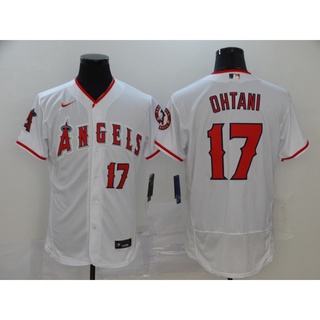เสื้อกีฬาเบสบอล MLB Los Angeles Angels 17 Shohei Ohtani สีขาว สีแดง สีเทา สีเขียวทหาร
