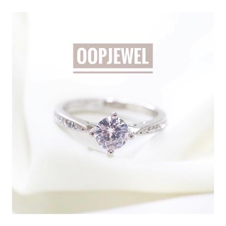 ‼️โค้ดBEHKH ลด60฿‼️ แหวนเพชรสวิส cz Cubic Zirconia ring ชุทองคำขาว พร้อมกล่องแหวน แบรนด์ Oopjewel