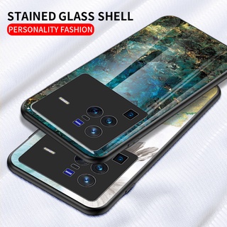 เคสโทรศัพท์มือถือกระจกนิรภัย วีโว่ VIVO X80 / X80 Pro / X70 / X70 Pro 5G Phone Cell Case Marble Tempered Glass Hardcase Back Cover Handphone Casing VIVOX80 X80Pro