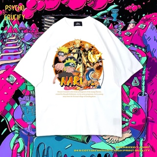 เสื้อยืด ขนาดใหญ่ พิมพ์ลาย Psycho Crucify Uzumaki Naruto | สีขาว | เสื้อยืด ลายการ์ตูนนารูโตะ | อนิเมะ | เสื้อยืด ลาย Uz