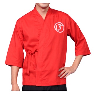 เสื้อแจ็กเก็ตเชฟซูชิ สีแดง สไตล์ญี่ปุ่น สําหรับผู้หญิง และผู้ชาย