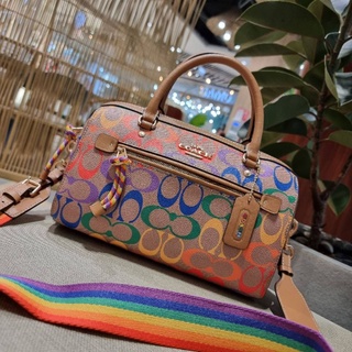 COACH ROWAN SATCHEL IN RAINBOW  SIGNATURE CANVAS