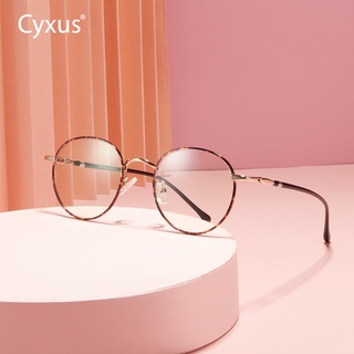 Cyxus แว่นตา กรอบโลหะ ทรงกลม ป้องกันแสงสีฟ้า ป้องกัน UV400 สไตล์เกาหลี สําหรับผู้หญิง และผู้ชาย 8213