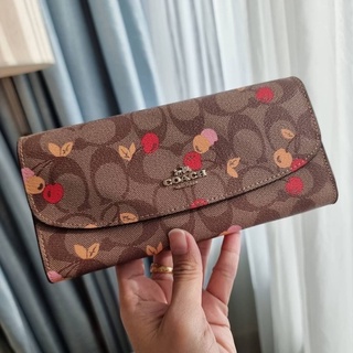 COACH F31562 SLIM ENVELOPE WALLET IN SIGNATURE CANVAS WITH CHERRY PRINT