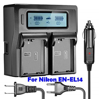 EN-EL14 Dual Digital Battery Charger with LCD Screen Compatible with Nikon (0814)