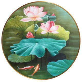 ชุดปักครอสติชพิมพ์ลาย ดอกบัวกับปลา / cross stitch kit - Lotus and fish