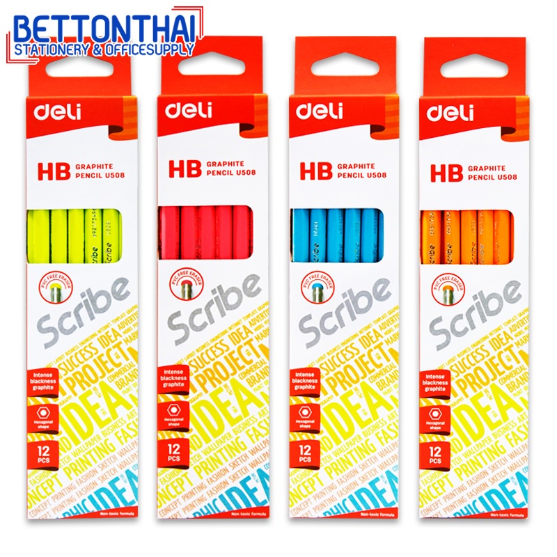 deli-u50800-graphite-pencil-hb-ดินสอไม้-hb-ทรงหกเหลี่ยม-แพ็ค-12-แท่ง-ดินสอ-เครื่องเขียน-อุปกรณ์การเรียน-ดินสอhb-school