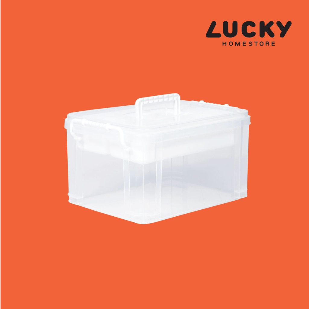 ภาพสินค้าLUCKY HOME กล่องเครื่องมือมีฝาปิดและหูหิ้วHK-15 ขนาด ( กว้าง x ยาว x สูง ) : 38 x 27.4 x 21 cm (15L) จากร้าน luckyhomestore บน Shopee ภาพที่ 3