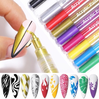 Ailicego ปากกาวาดภาพระบายสี กันน้ํา สําหรับตกแต่งเล็บ DIY