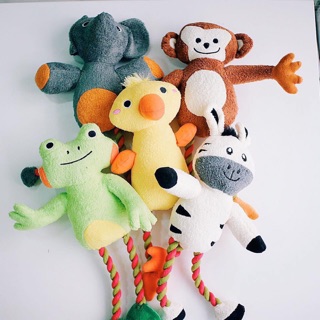 🇹🇭 พร้อมส่ง ของเล่นสุนัข ของเล่นหมา Zoo Plush Toy ตุ๊กตาผ้าปี๊บๆ ขาเชือกแทะมันส์ น่ารักสุดๆ 🐶❣️