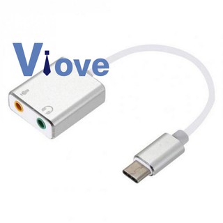 อะแดปเตอร์เชื่อมต่อ Type C Cable USB Sound Card External Adapter + 3.5 มม. Female