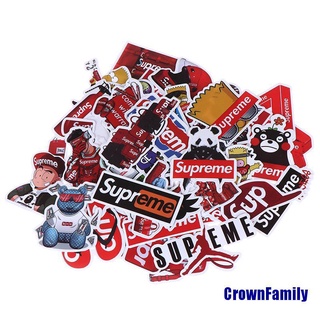 (Crownfamily) สติกเกอร์ PVC ลาย Supreme สําหรับตกแต่งรถยนต์ แล็ปท็อป 50 ชิ้น